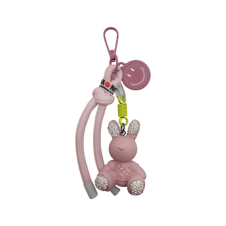 Wholesale Rope Diamond Candy Color Plaster Rabbit Keychains